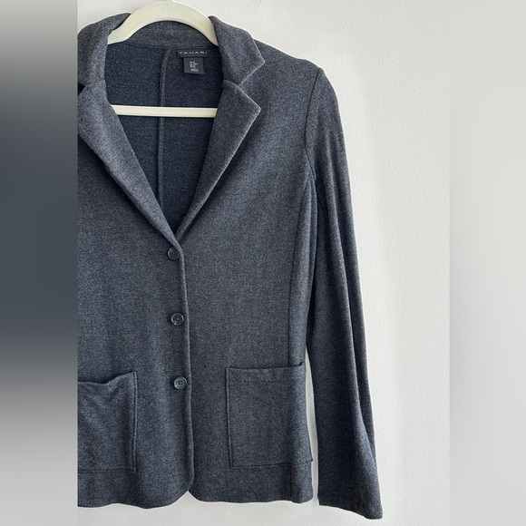Tahari Dark Grey Stretch Sweatshirt Blazer, Casual Workwear, Size Medium - Picture 4 of 16